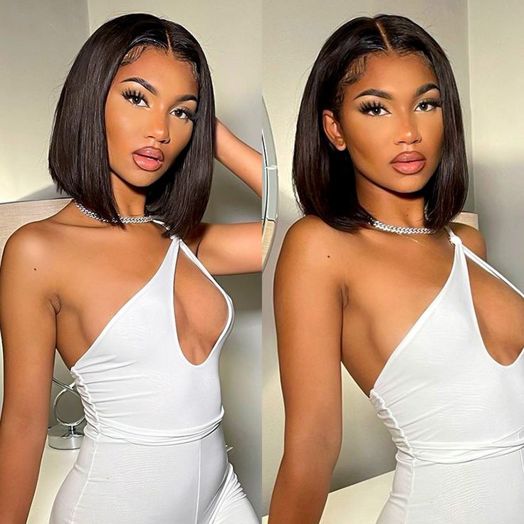 13x4 Straight Hair Colored BOB Lace Front Wig - 图片 3